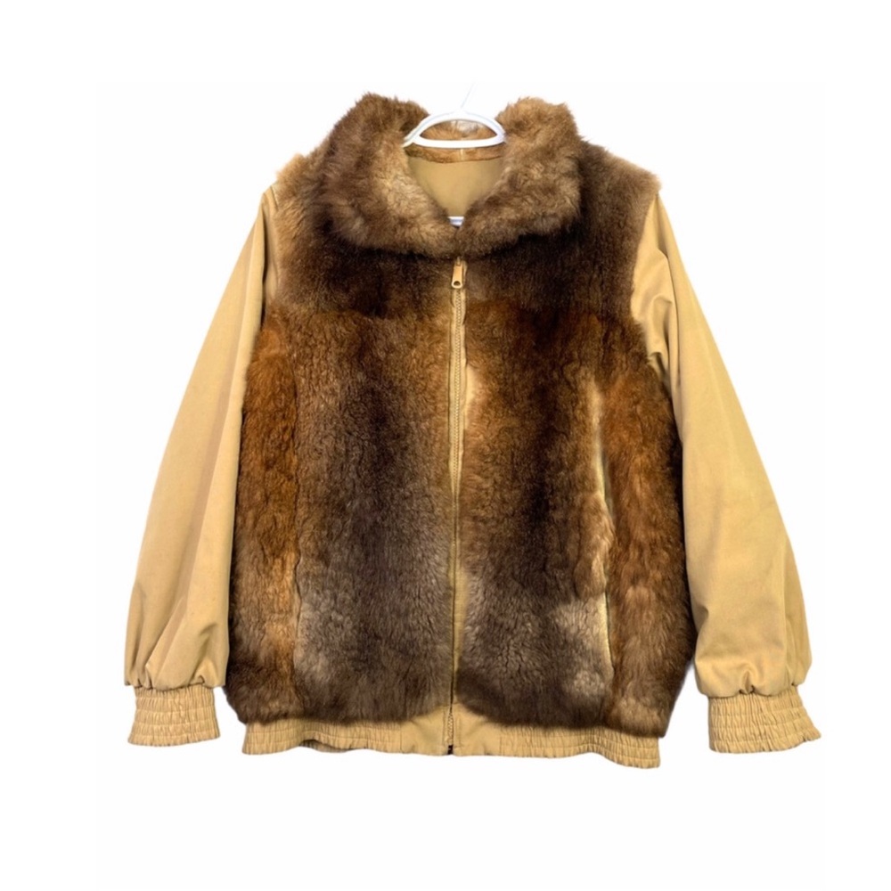 Vintage Tan and Brown Bomber Jacket